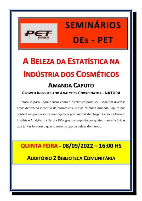 Seminário DEs-PET: A Beleza da Estatística na Indústria dos Cosméticos