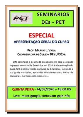 Seminário Especial - Apresentação Geral do Curso de Bacharelado em Estatística